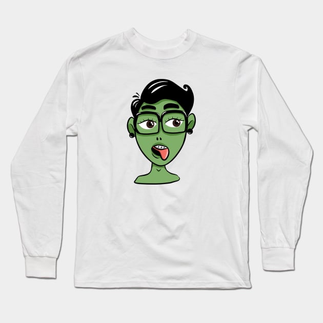 handsome alien Long Sleeve T-Shirt by Monouniquees